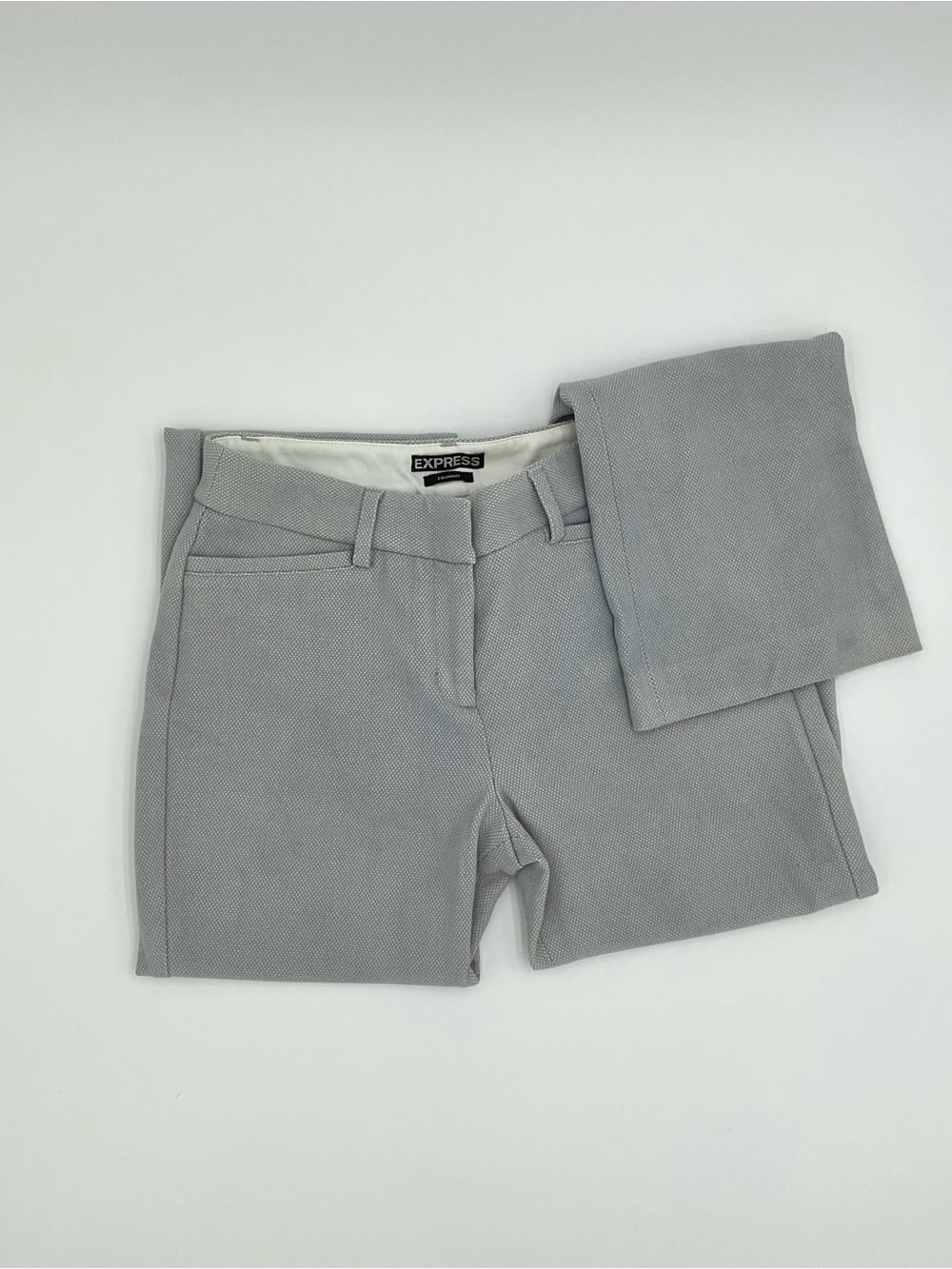 Express Columnist Gray Textured Career Dress Pants 00 Petite